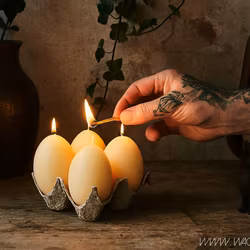 Figurljus Hönsägg i äggkartong, 4-pack, Gul