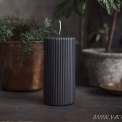 Vågigt blockljus, 15cm, Kolgrå