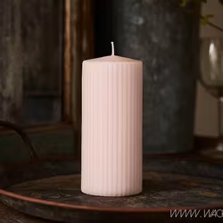 Vågigt blockljus, 15cm, Dimrosa