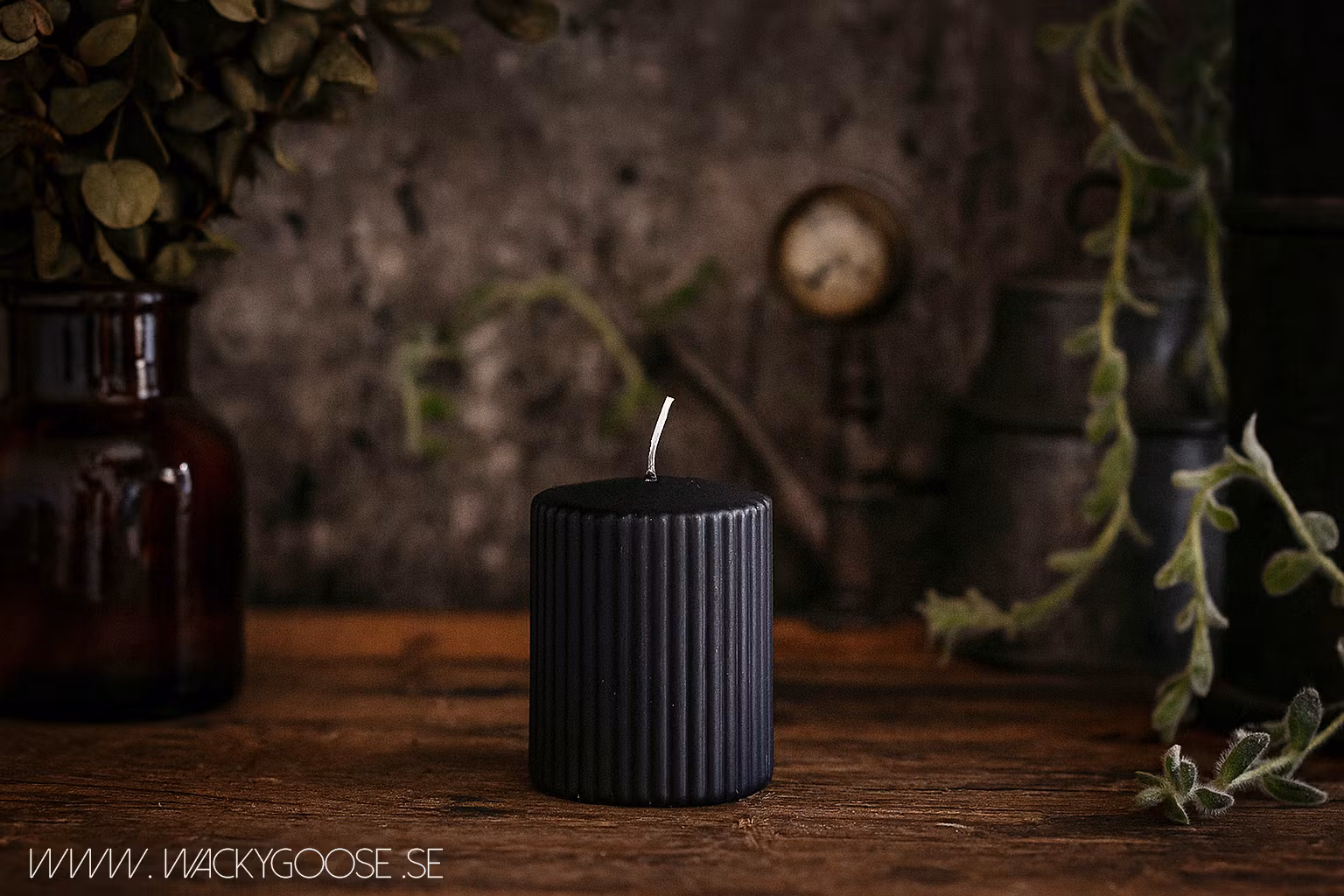 Vågigt blockljus, 10cm, Svart