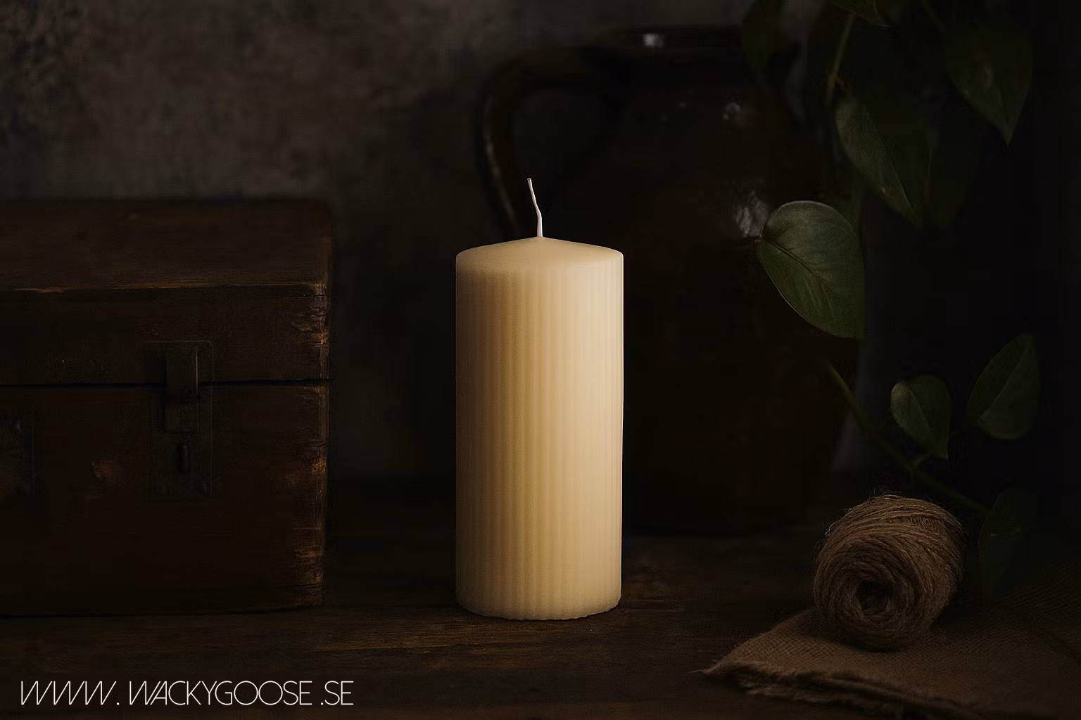 Vågigt blockljus, 15cm, Äggskal