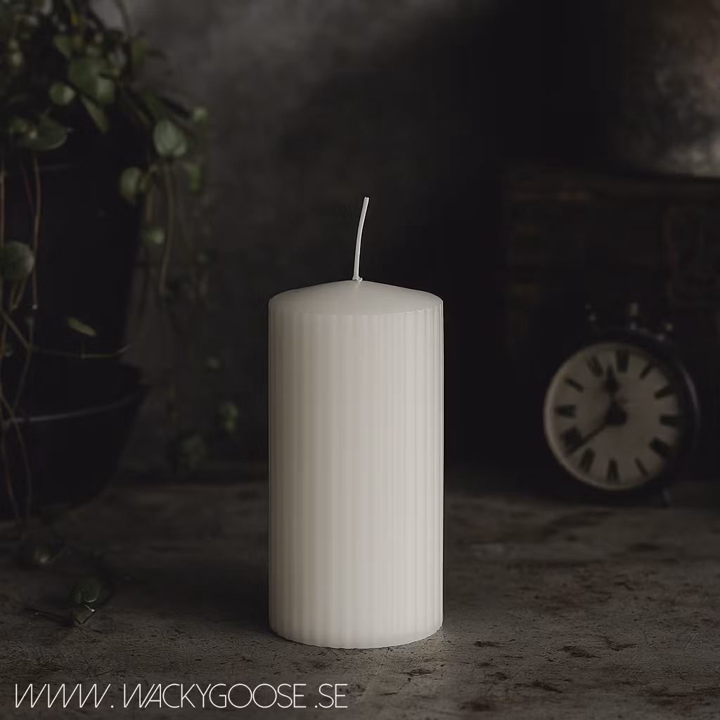 Vågigt blockljus, 15cm, Vit