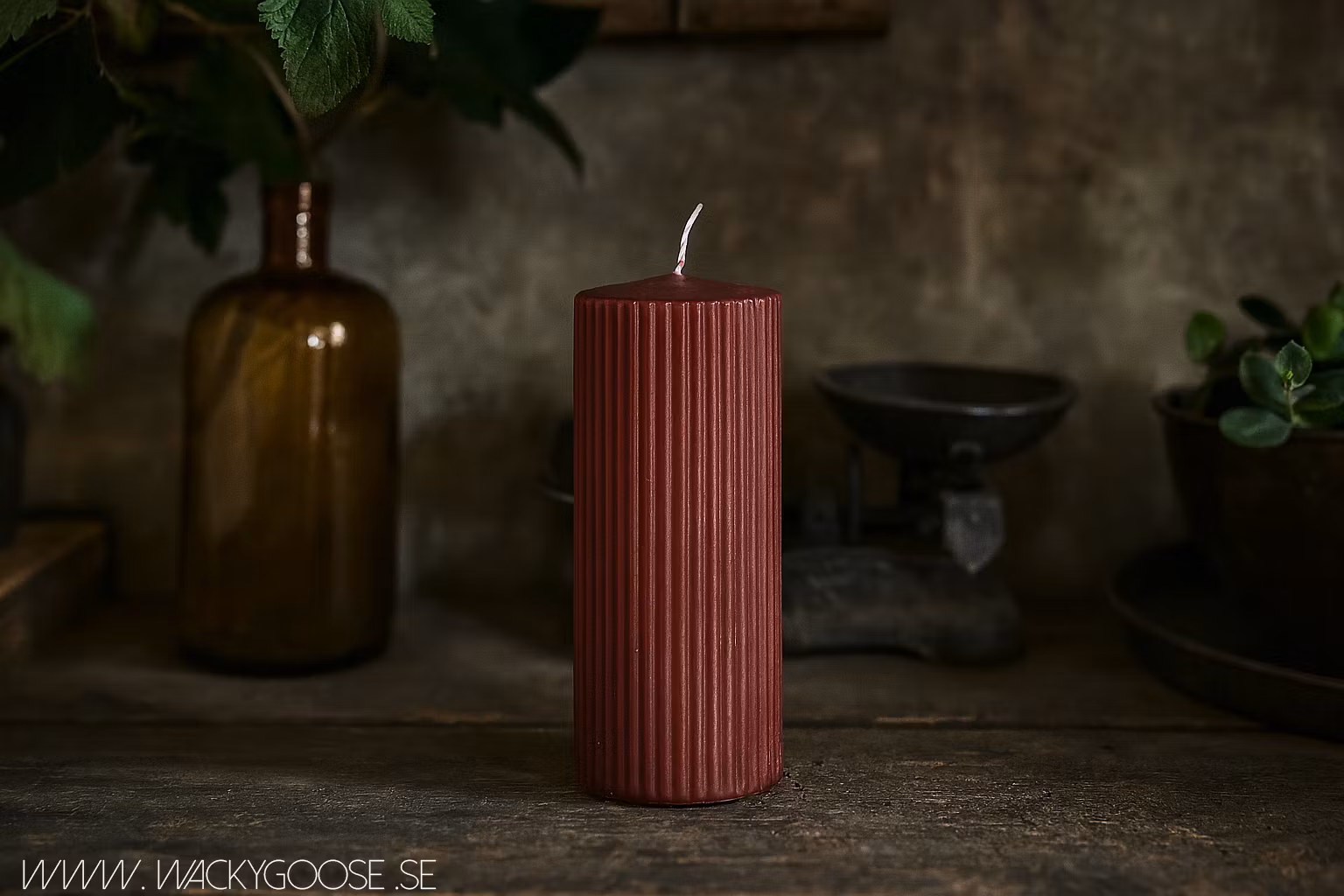 Vågigt blockljus, 15cm, Zinfanel