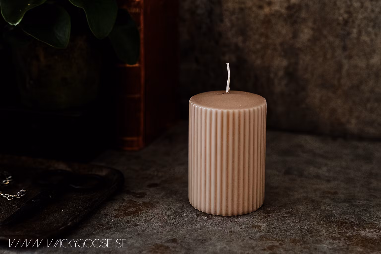 Vågigt blockljus, 10cm, Beige