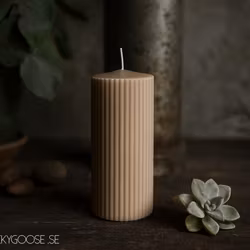 Vågigt blockljus, 15cm, Beige
