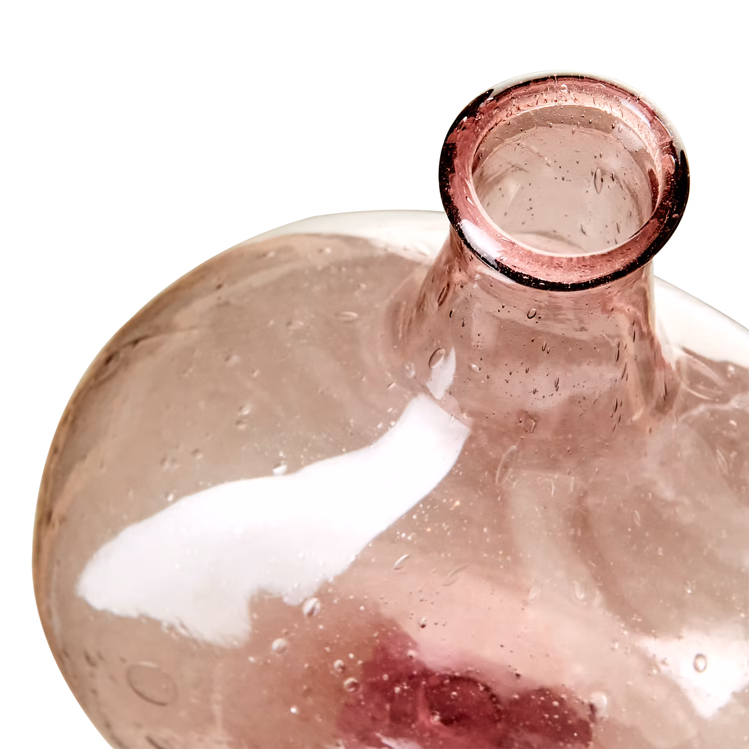Munblåst vas av återbrukat glas, Rosa