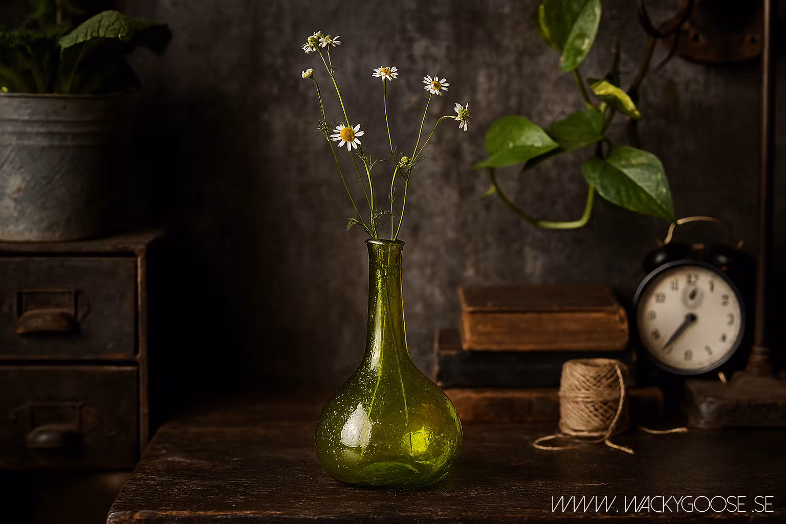 Munblåst vas av återbrukat glas, Grön