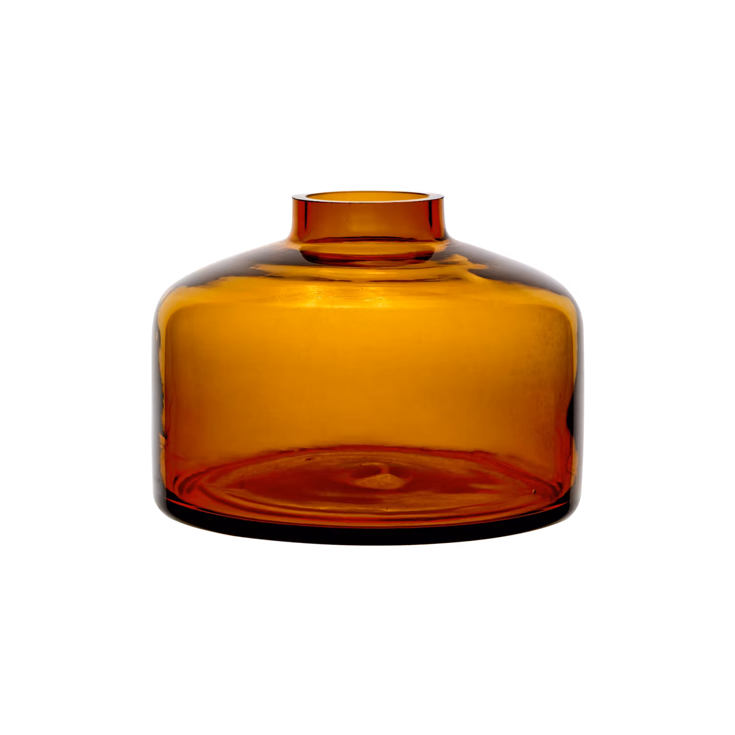 Munblåst vas av återbrukat glas, Ø13cm, Bärnsten