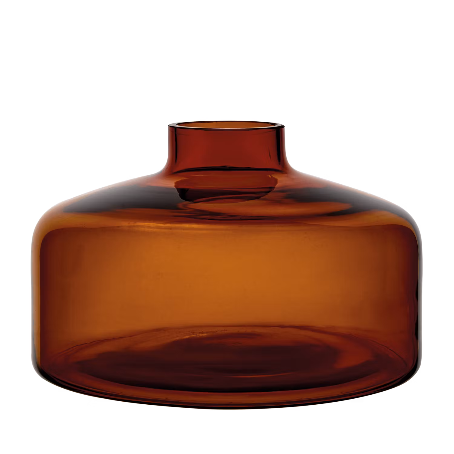 Munblåst vas av återbrukat glas, Ø21cm, Bärnsten