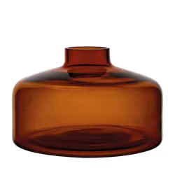 Munblåst vas av återbrukat glas, Ø21cm, Bärnsten