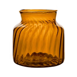 Munblåst vas av återbrukat glas, Ø21cm, Bärnsten