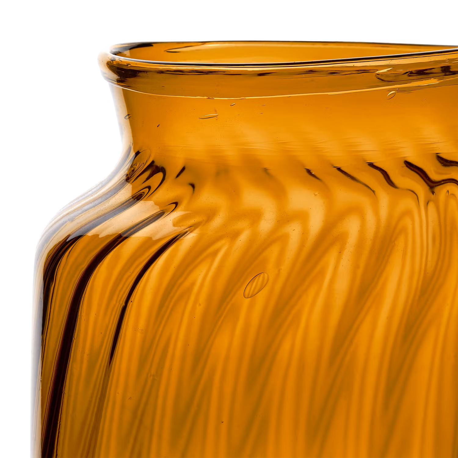Munblåst vas av återbrukat glas, Ø21cm, Bärnsten
