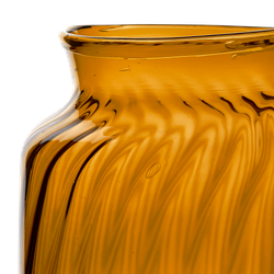 Munblåst vas av återbrukat glas, Ø21cm, Bärnsten