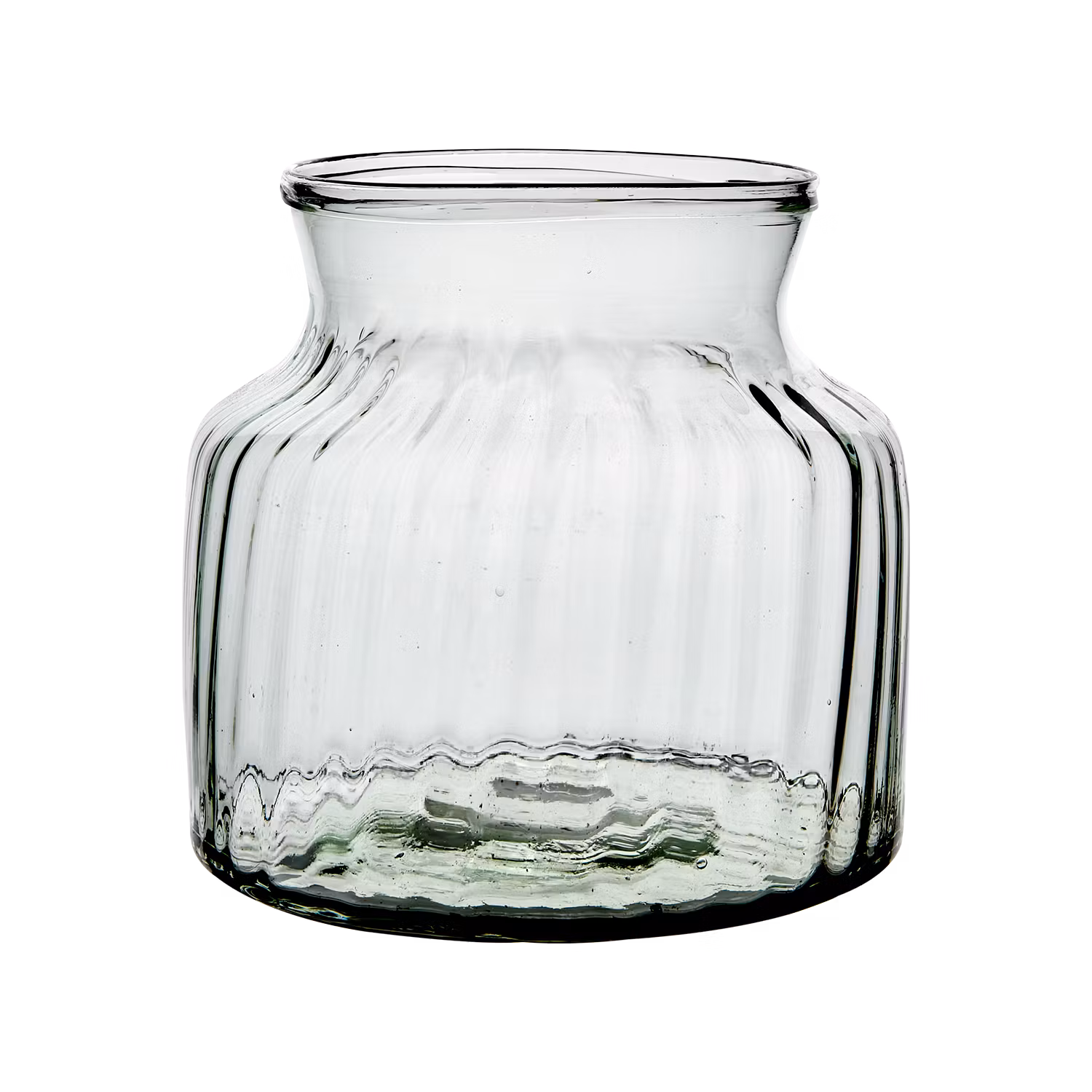 Munblåst vas av återbrukat glas, Ø21cm, Klar