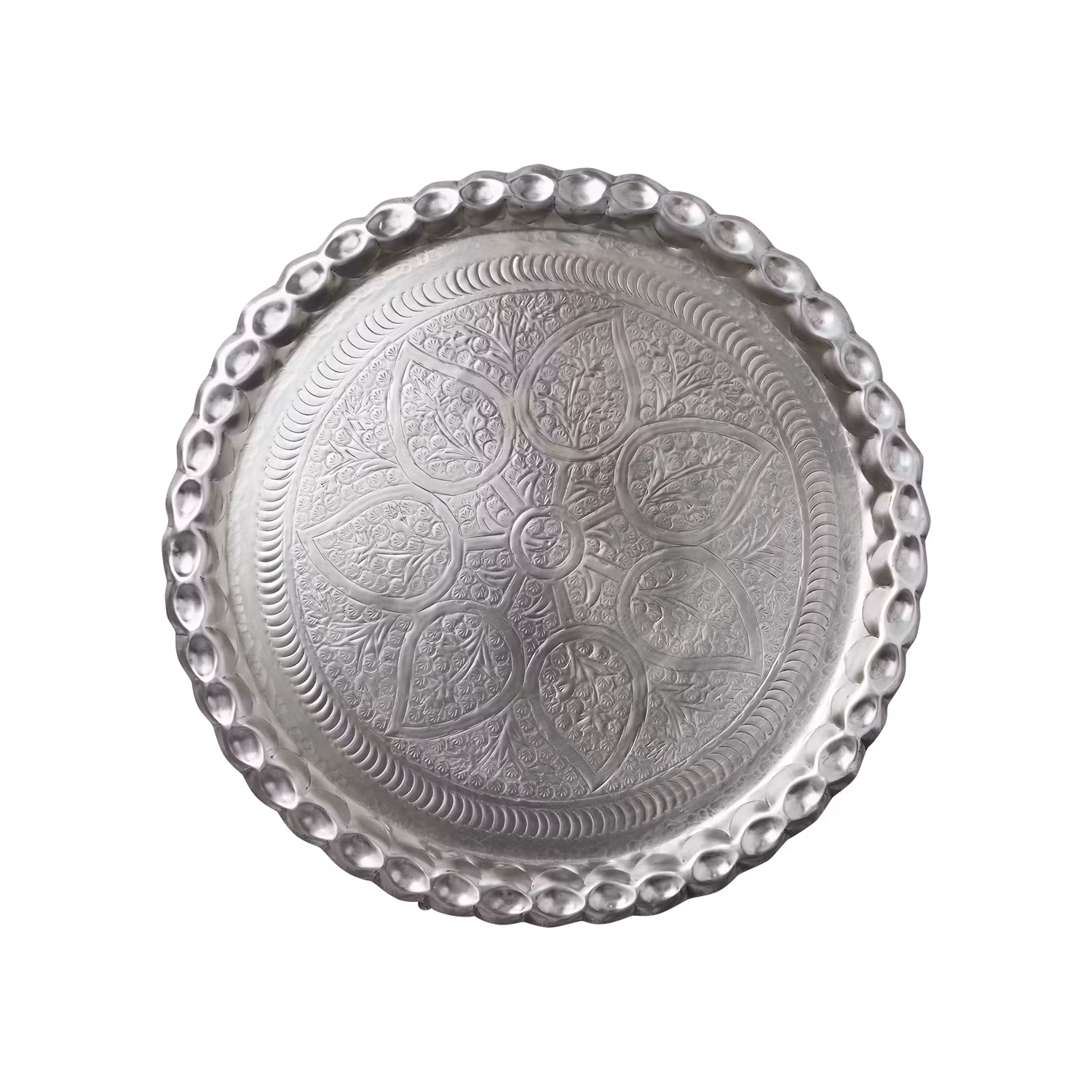 Vackert dekorationsfat, Ø50cm, Silver