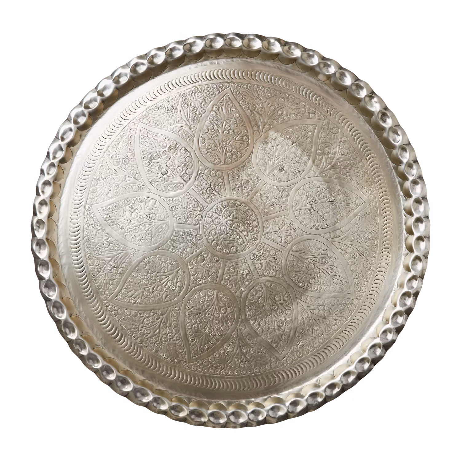 Vackert dekorationsfat, Ø70cm, Silver
