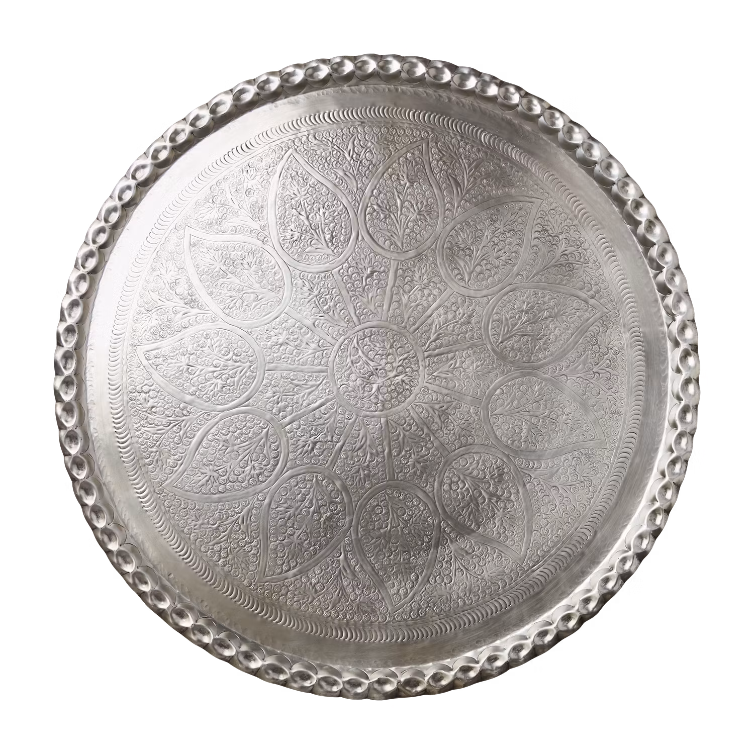 Vackert dekorationsfat, Ø90cm, Silver