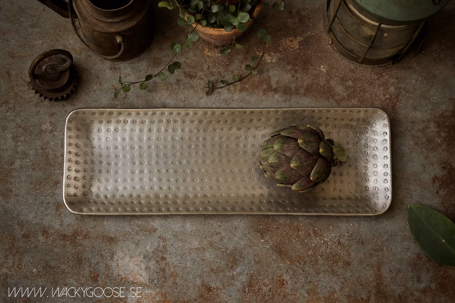 Vackert dekorationsfat, 60x21cm, Silver