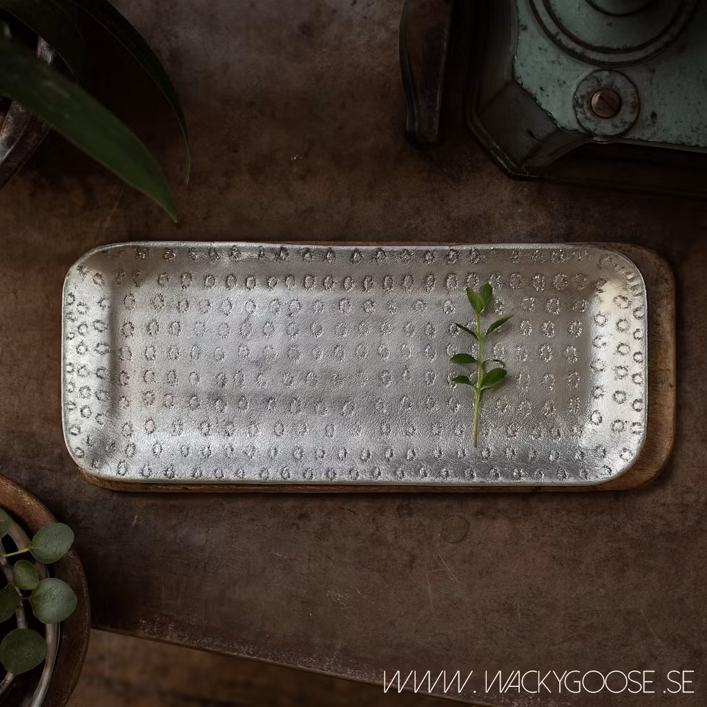 Vackert dekorationsfat, 40x16cm, Silver