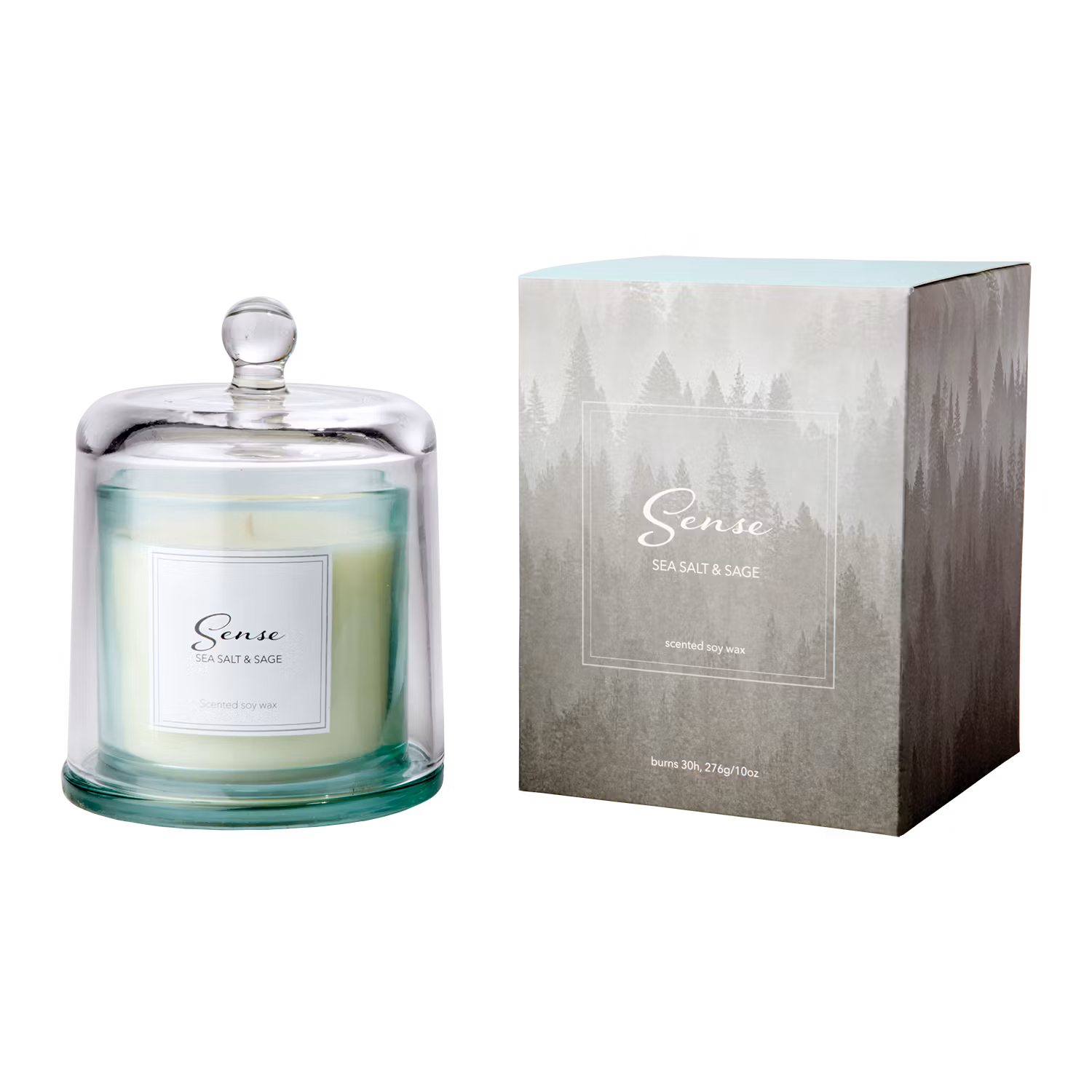 Doftljus med glaskupa, Seasalt & Sage