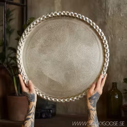 Vackert dekorationsfat, Ø50cm, Silver