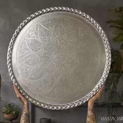Vackert dekorationsfat, Ø90cm, Silver
