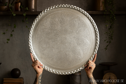 Vackert dekorationsfat, Ø70cm, Silver
