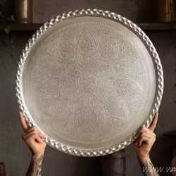 Vackert dekorationsfat, Ø70cm, Silver