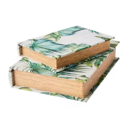 Förvaringslåda i bokform med linnetextil - 2-pack