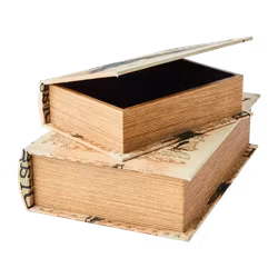 Förvaringslåda i bokform med linnetextil - 2-pack