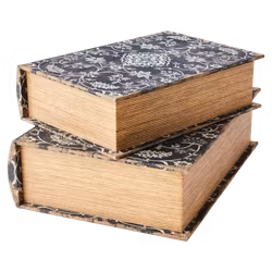 Förvaringslåda i bokform med linnetextil - 2-pack