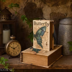 Förvaringslåda i bokform med linnetextil - 2-pack