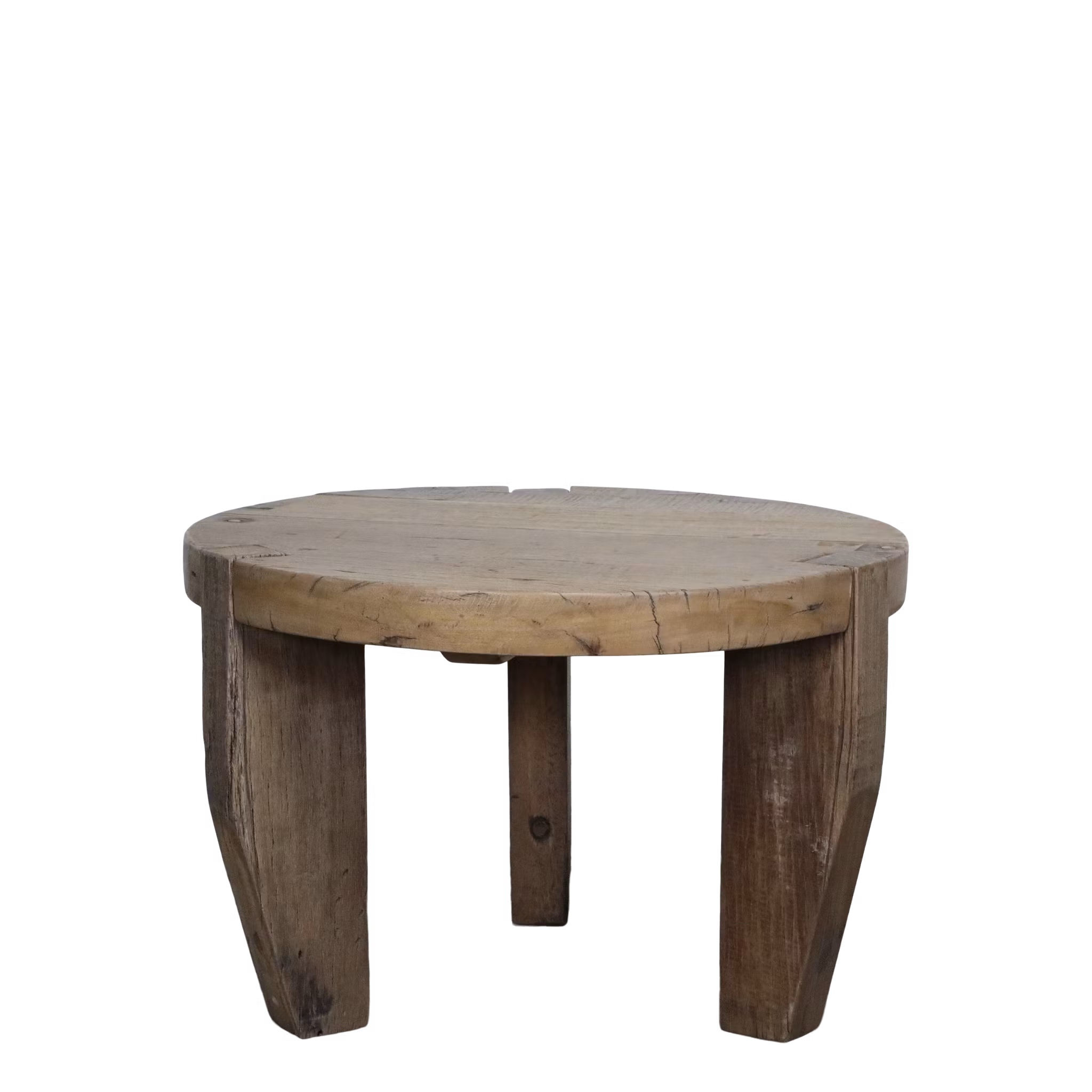 Handgjort soffbord/Avlastningsbänk av återbrukat material, Ø72cm