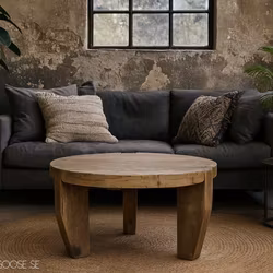 Handgjort soffbord/Avlastningsbänk av återbrukat material, Ø80