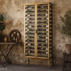 Vinställ/Hylla i järn - Vitrinskåp för 26 flaskor