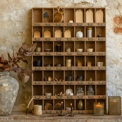 Prylhylla med massa fack - Vintage förvaring