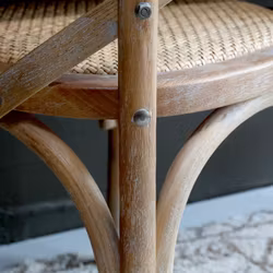 Trästol i fransk lantstil med flätad rottingsits, 2-pack - Natur