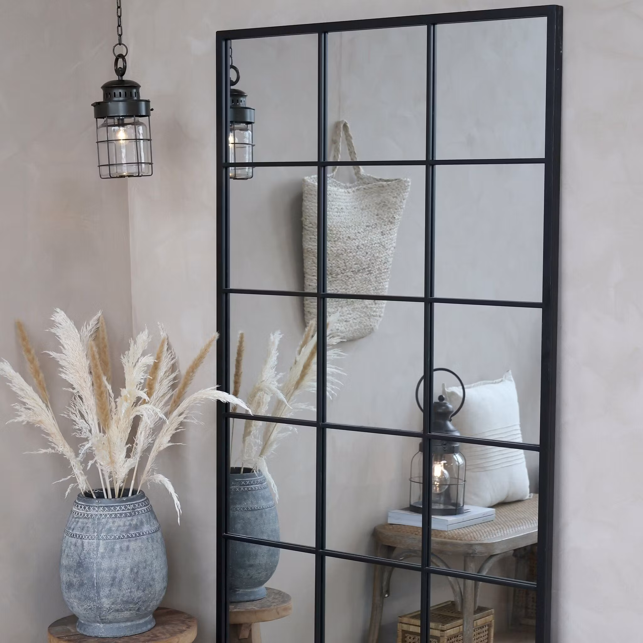 Industriell Helkroppsspegel i järn och glas - 180x90cm