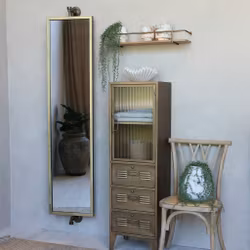 Vridbar spegel för väggen - 189x40cm, Antikmässing