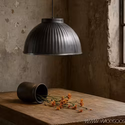 Taklampa i gråmålad zink, 46cm diameter