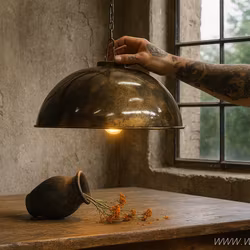 Taklampa i järn, 52cm, Metallmarmorerad