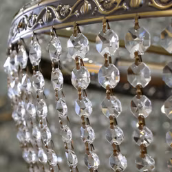 Rejäl takkrona i glas och järn, 75cm, Antikmässing