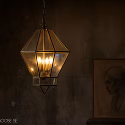 Vacker takkrona i glas och järn, 51cm