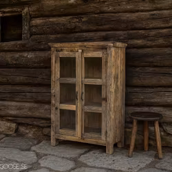 Unikt vitrinskåp av återvunnet material, 140cm