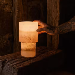 Bordslampa i glas, H35cm, Mörkrosa