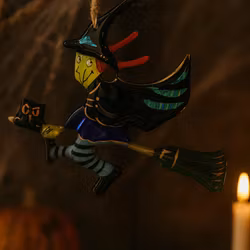 Handgjord glasfigur, Häxa på kvast, Glasfusing