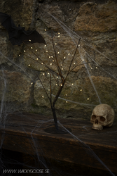 Träd med ljusslinga, 48 lampor, Svart