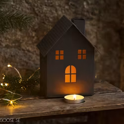 Ljuslykta hus, 14cm, Svart