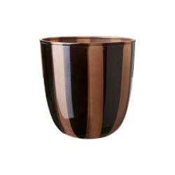 Värmeljushållare i glas, 8,5cm, Svart/Beige