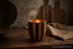 Värmeljushållare i glas, 8,5cm, Svart/Beige